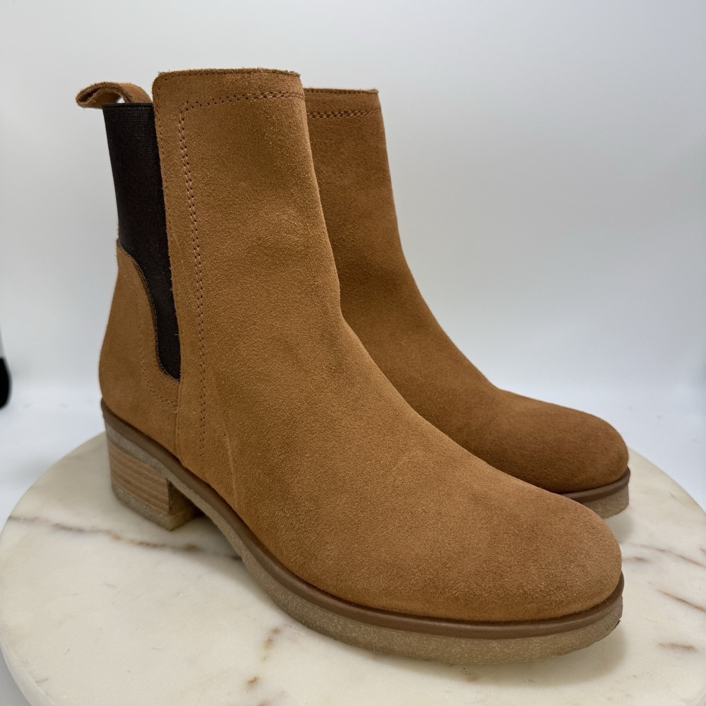 Avellini Brown Suede Chelsea Bootie Crepe Sole Made In Portugal Women's EU39/US8